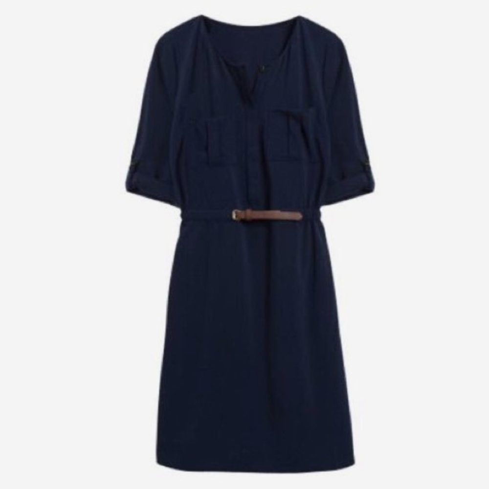 Skies are Blue Belted Shirt Dress